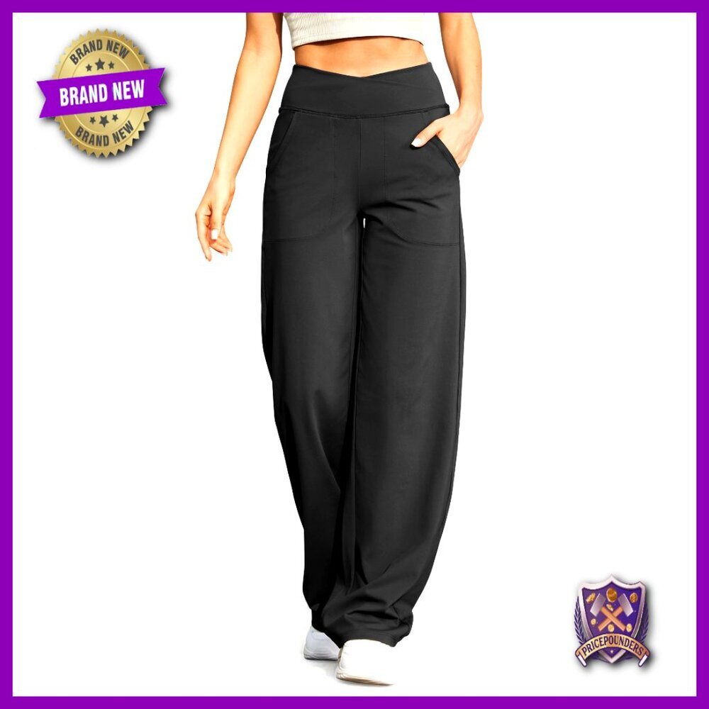 Wide Leg Yoga Pants Loose Lounge Casual Stretch Pockets Elegant Minimal Chic